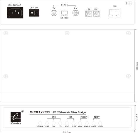 MODEL7213S Bộ chuyển đổi E1 Ethernet sang Quang FE–E1