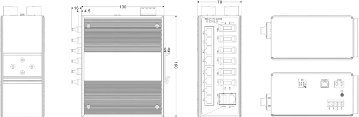 IES6116-6F Switch công nghiệp 10 cổng Ethernet+6 SFP